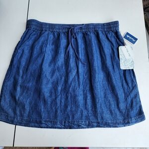 NWT Fleur Bleue Womens City Fit Adjustable Waistband Linen Denim Blue Skirt XL